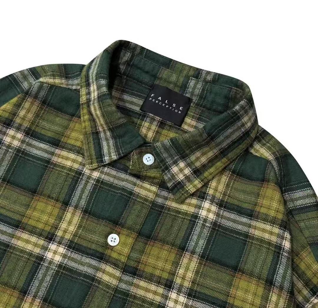 Street Ace Angle Inside Graphic Print Vintage Green Plaid Shirt