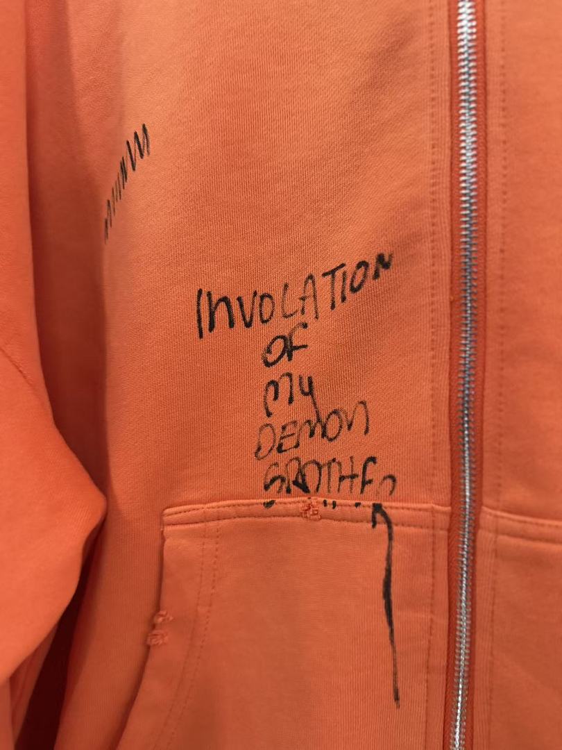 Paly Hollywood Vintage  Washed‑Orange Zip‑Up Hoodie