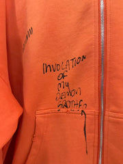 Paly Hollywood Vintage  Washed‑Orange Zip‑Up Hoodie