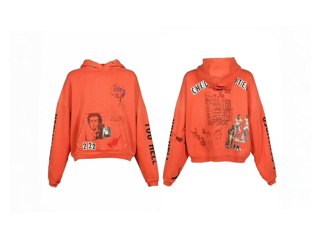 Play Hollywood Orange Vintage Graphic Hoodie