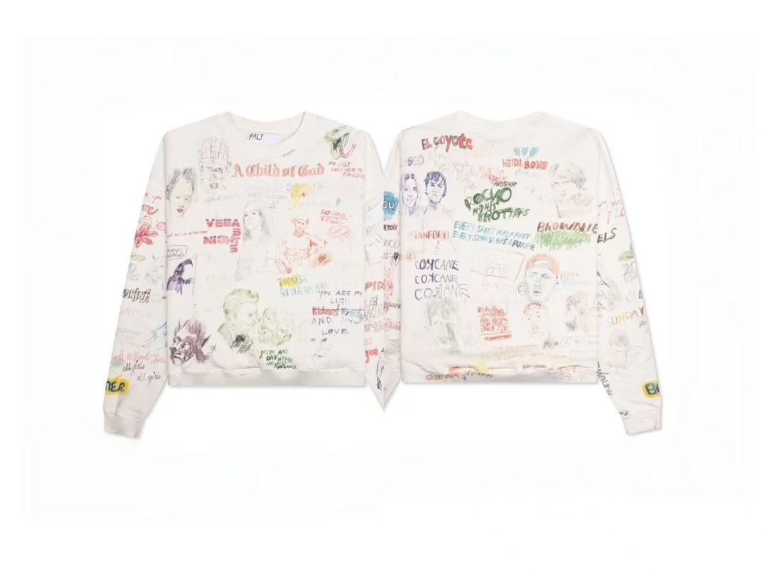 Play Hollywood Full‑Print Sketch Crewneck Sweatshirt