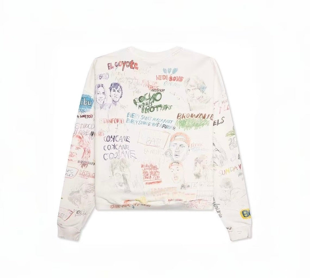 Play Hollywood Full‑Print Sketch Crewneck Sweatshirt