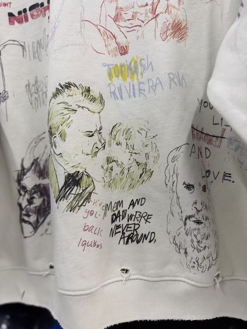 Play Hollywood Full‑Print Sketch Crewneck Sweatshirt