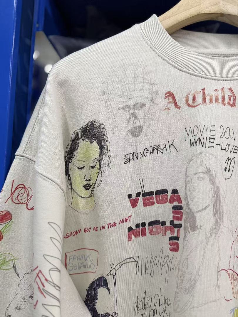 Play Hollywood Full‑Print Sketch Crewneck Sweatshirt
