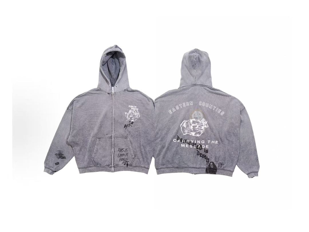 Play Hollywood Eastern Counties Zip‑Up Graffiti Hoodie