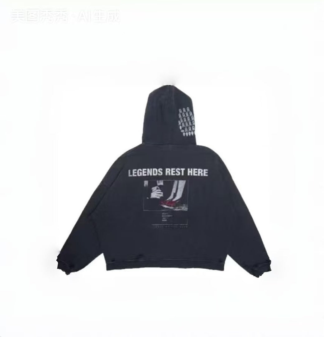 Play Hollywood Legends Rest Here Graphic Zip‑Up Hoodie