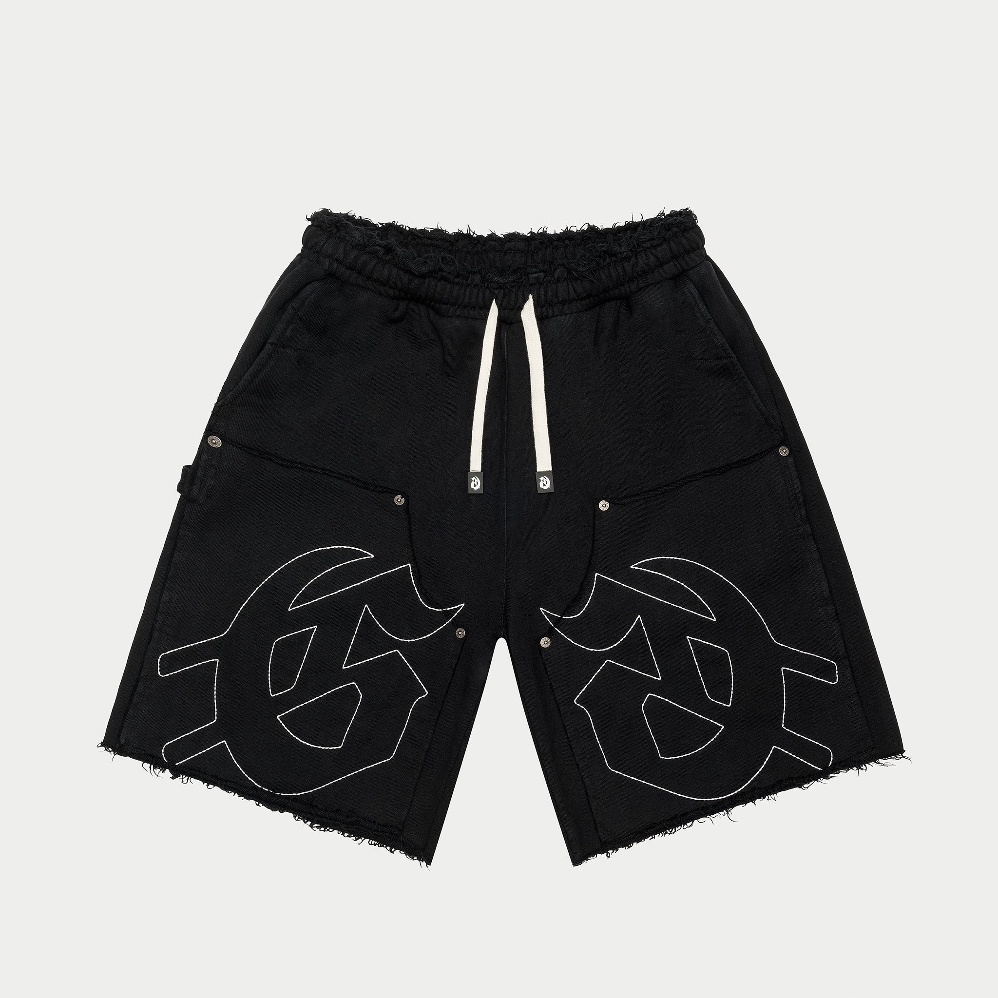 Carpenter Distressed Shorts (Black )