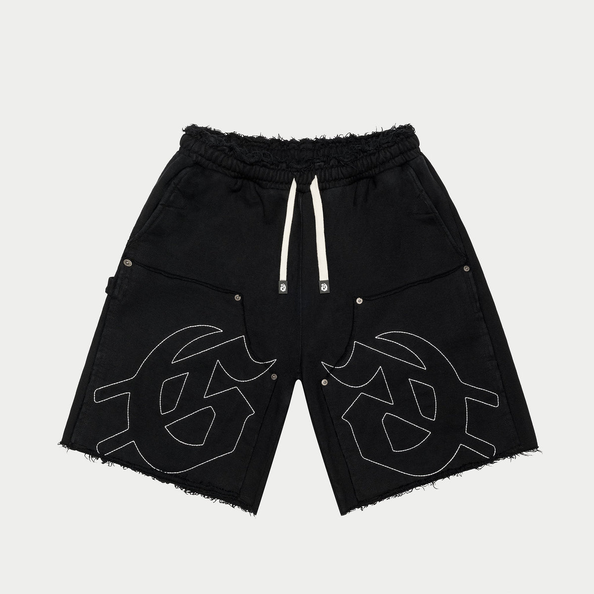 Carpenter Distressed Shorts (Black )