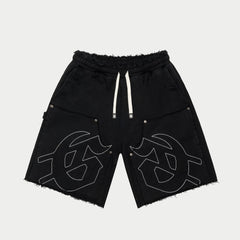 Carpenter Distressed Shorts (Black )