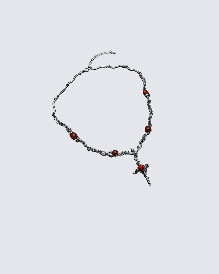 Red Rose Pendant Necklace