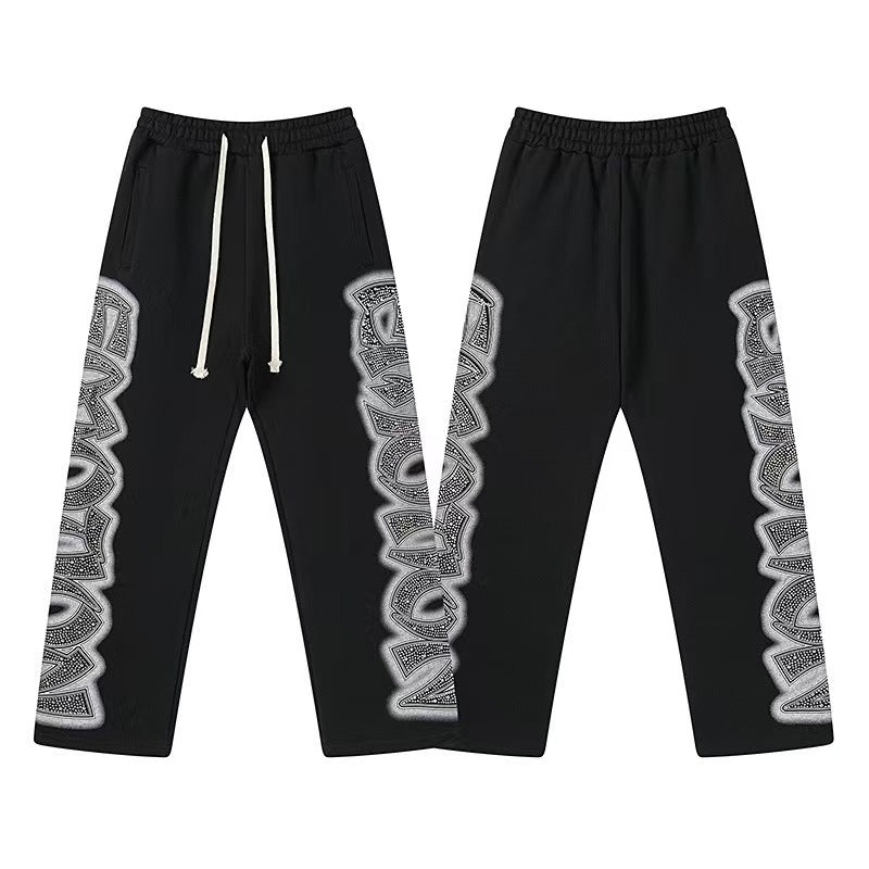 Mixed Emotions Midnight Rhinestone Sweatpants Black