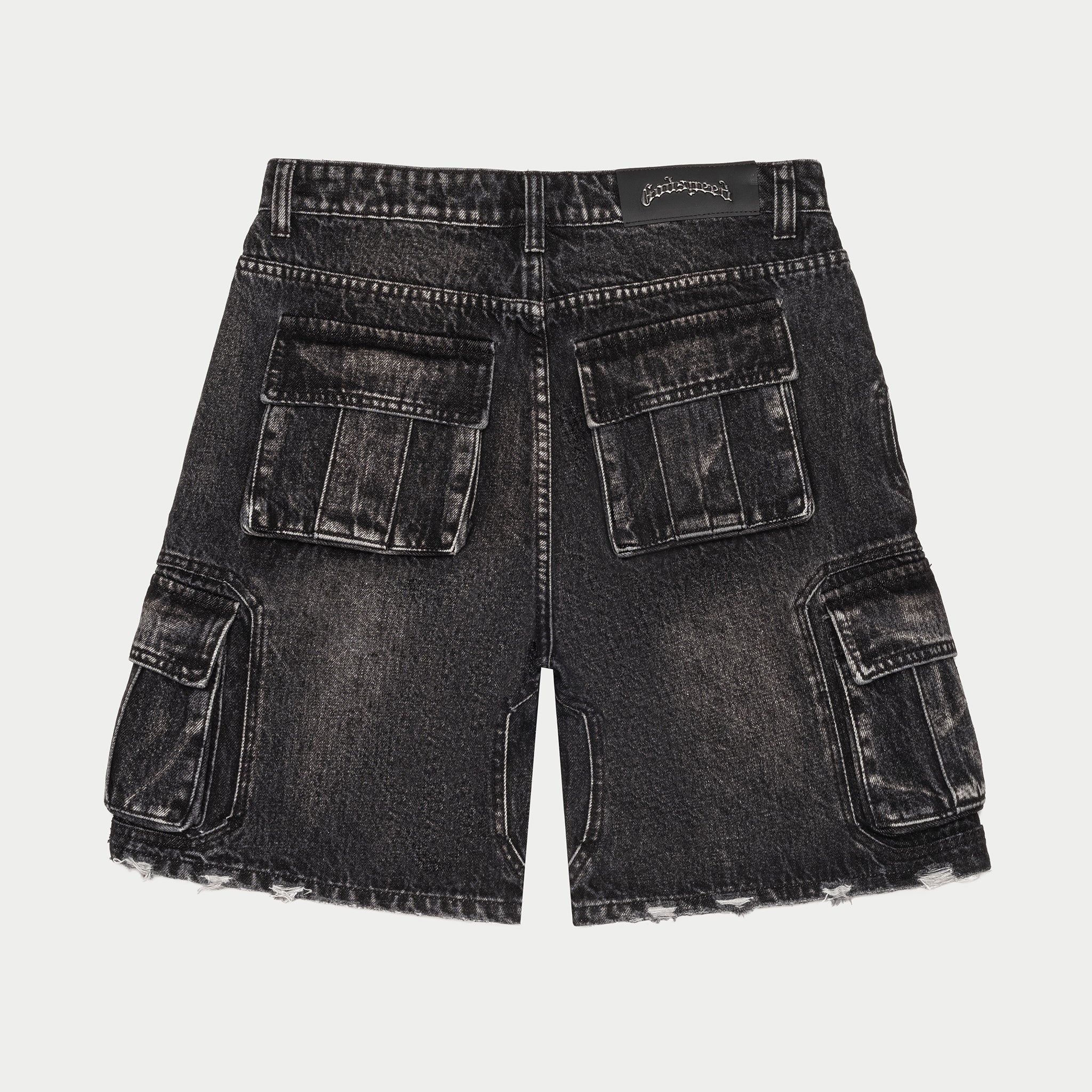 Octagon Cargo Denim Shorts (Black)