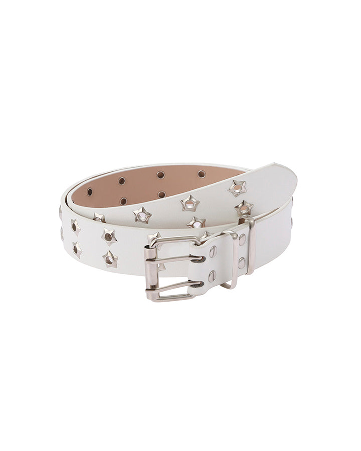 Star Cutout Double-Prong Buckle Belt
