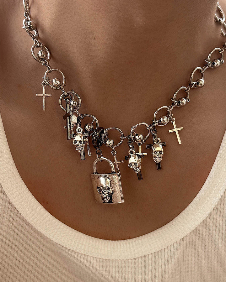 Gothic Skull Charm Alloy Necklace