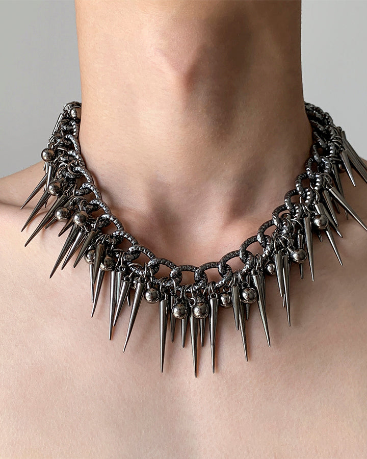 Studded Bead Tassel Abaya Necklace