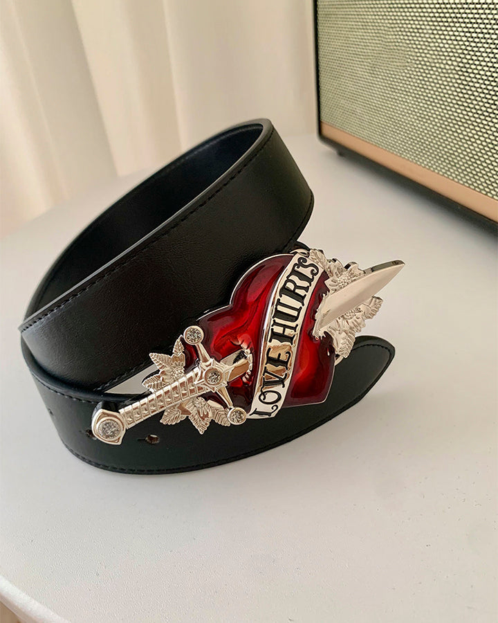 Vintage Sword Heart Buckle Belt