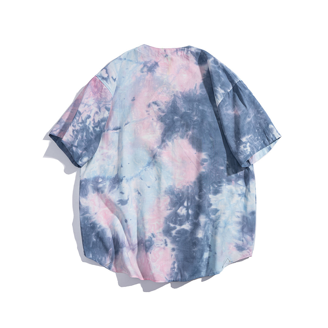 Tie‑Dye 19 Embroidered Short Sleeve Baseball Jersey
