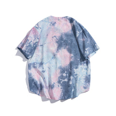 Tie‑Dye 19 Embroidered Short Sleeve Baseball Jersey