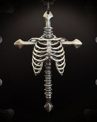 Dark Gothic Rib Cross Necklace