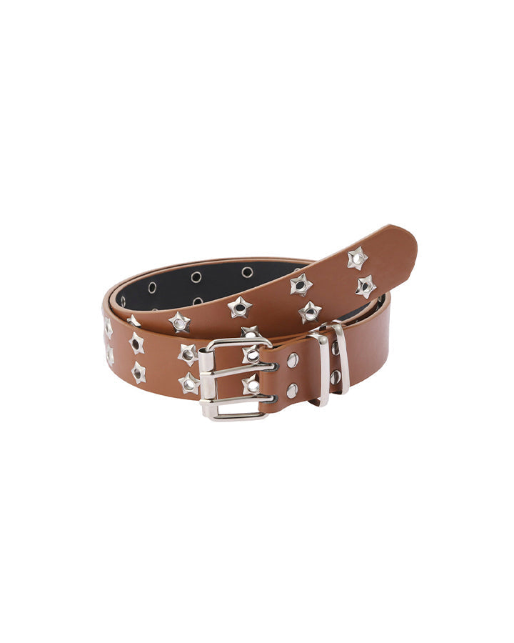 Star Cutout Double-Prong Buckle Belt