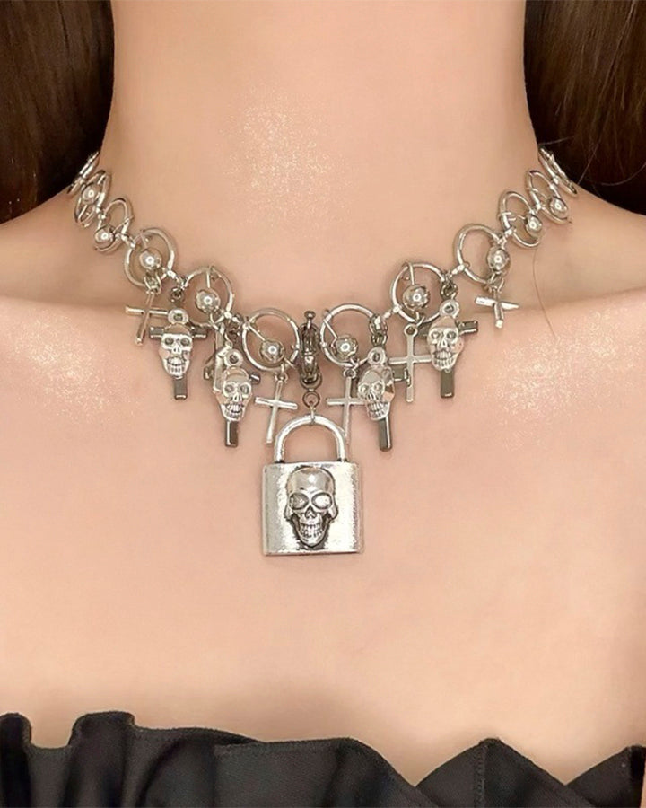 Gothic Skull Charm Alloy Necklace