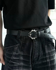 Vintage Wave Design PU Belt with Alloy Buckle