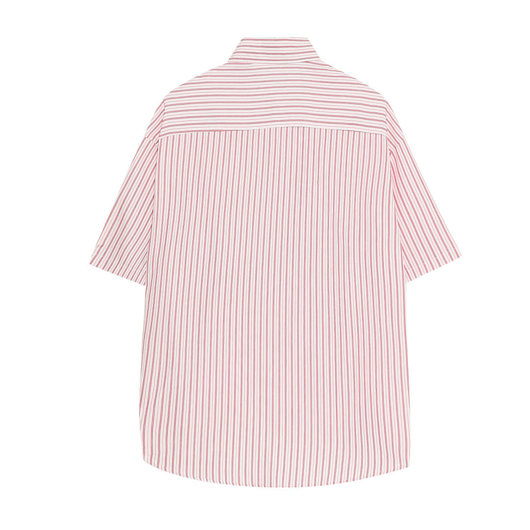 Striped Shirt Bunny Chenille Patch Asymmetrical Hem