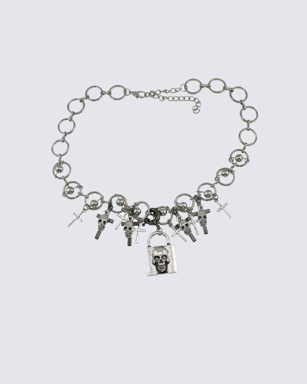 Gothic Skull Charm Alloy Necklace