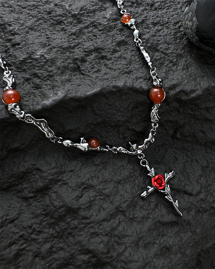 Red Rose Pendant Necklace