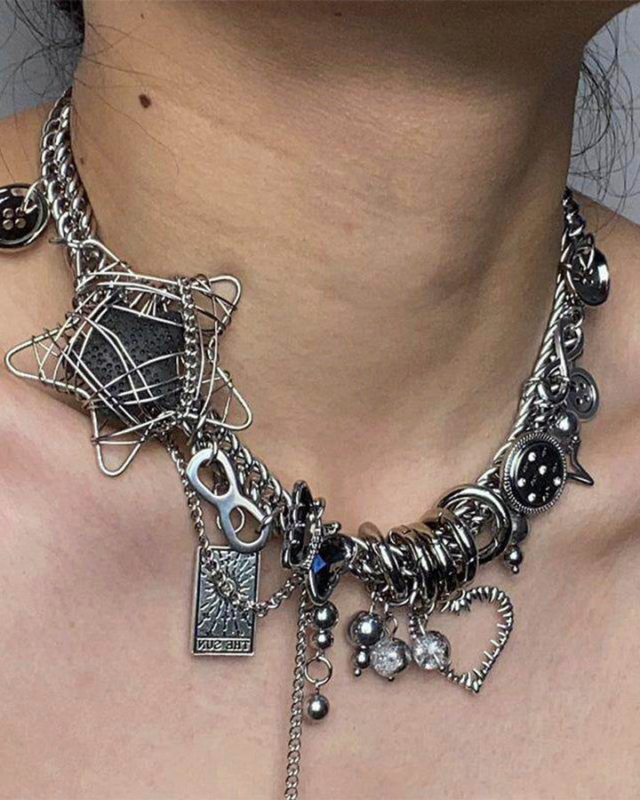 Pentagram Cosmic Star Punk Choker Necklace