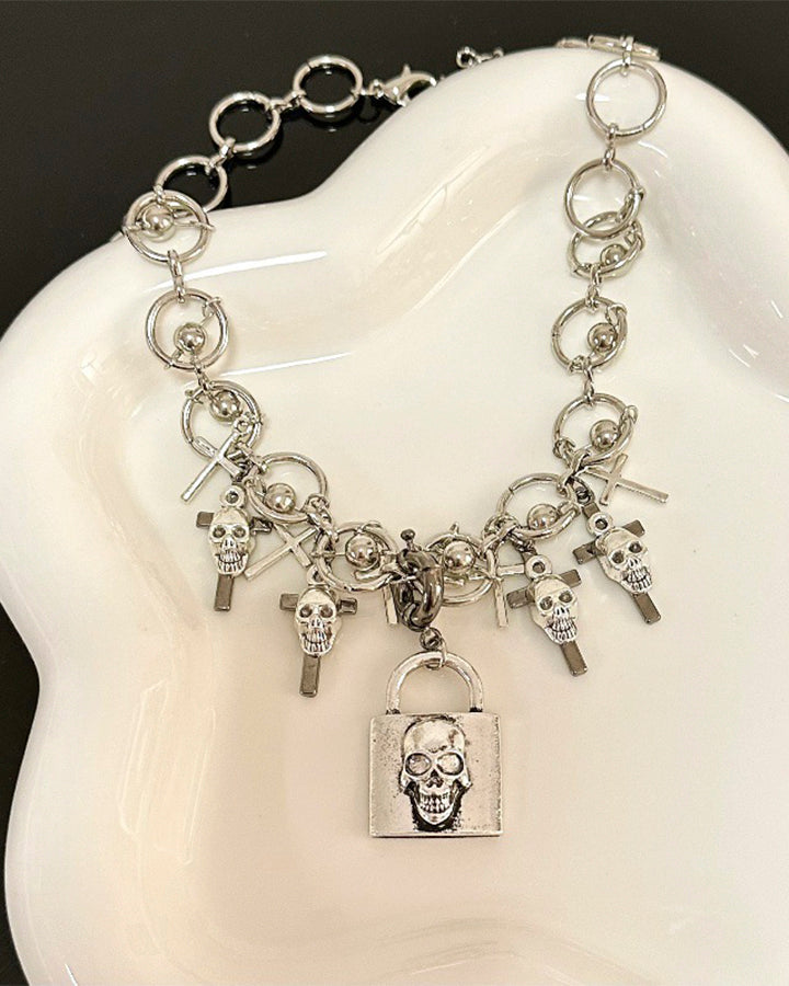 Gothic Skull Charm Alloy Necklace