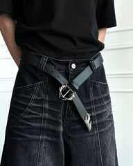 Vintage Wave Design PU Belt with Alloy Buckle