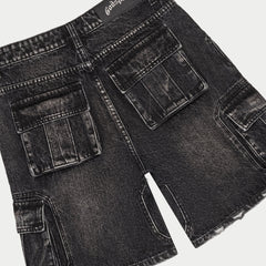 Octagon Cargo Denim Shorts (Black)