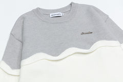 Wavy Color Block Patchwork Knit Sweater