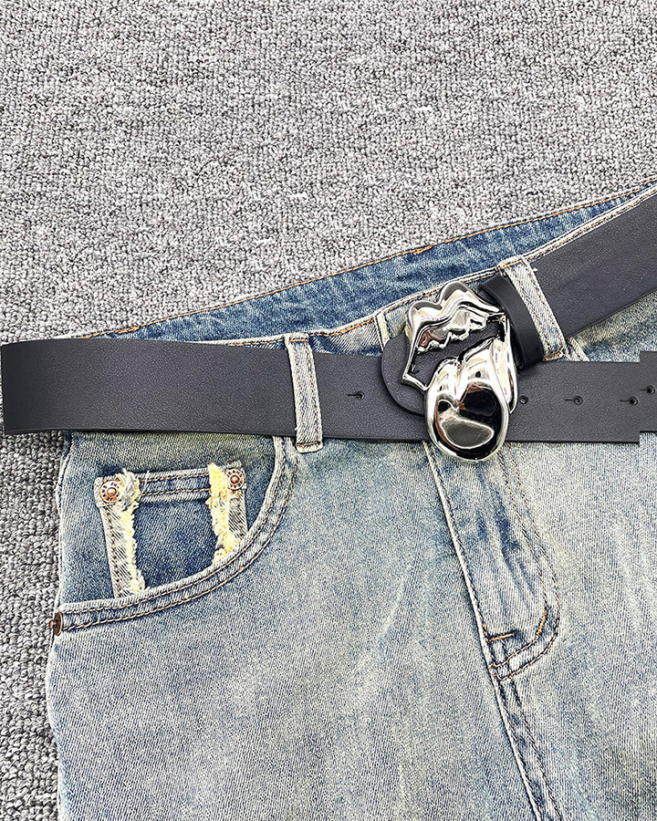 Gothic Lips PU and Alloy Belt