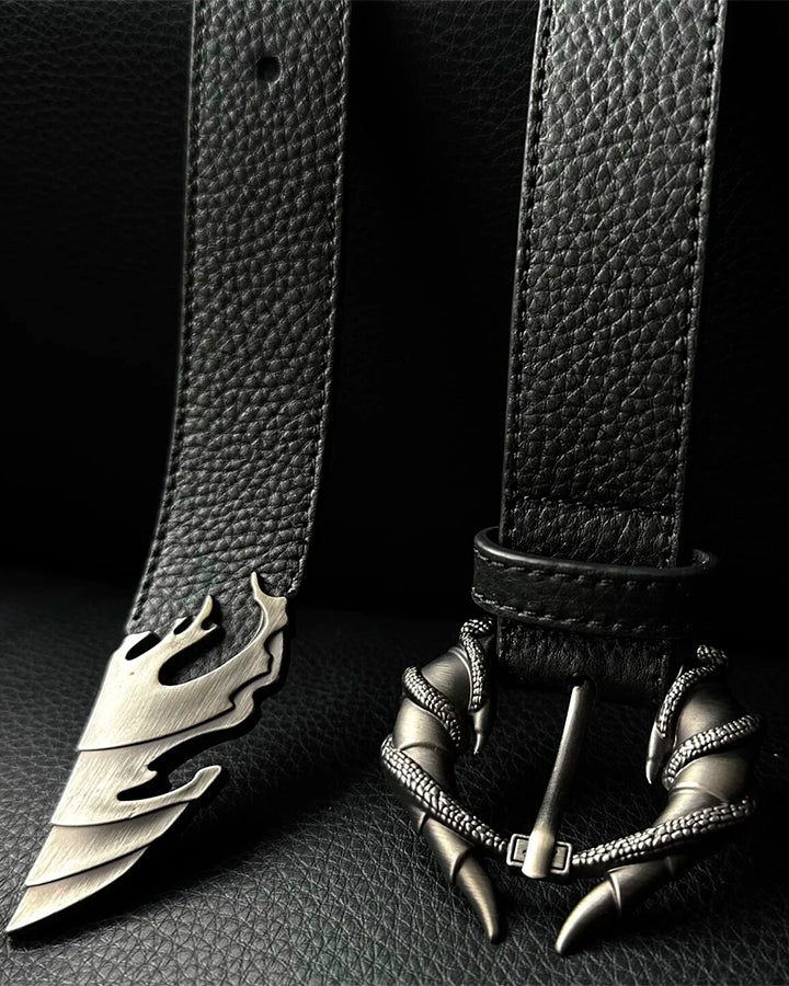 Vintage Wave Design PU Belt with Alloy Buckle