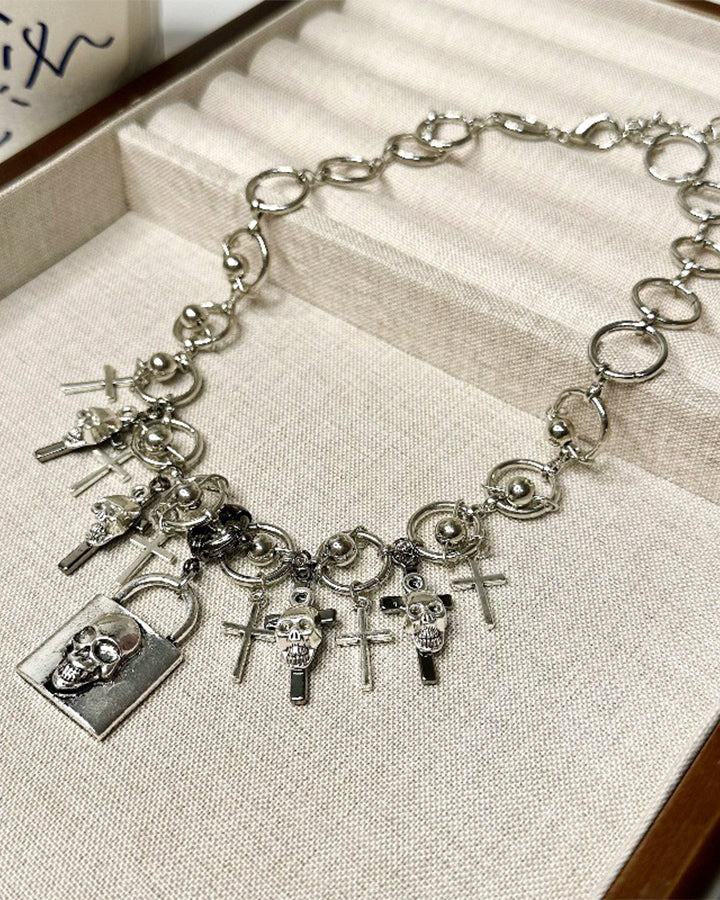 Gothic Skull Charm Alloy Necklace