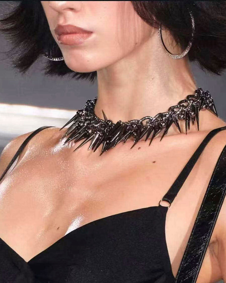 Studded Bead Tassel Abaya Necklace