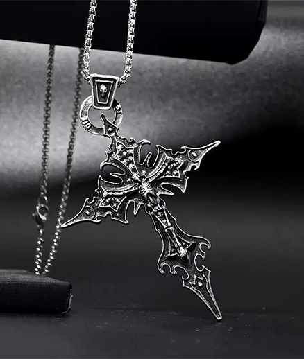 Punk Gothic Cross Pendant Necklace