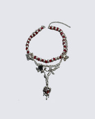 Subculture Flower Pendant Beaded Necklace