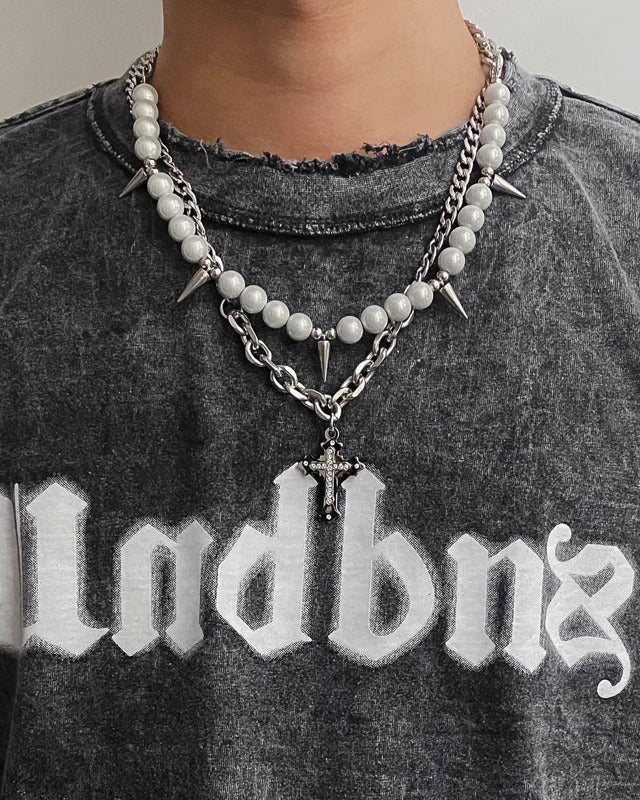 Hip-Hop Pearl Spike Necklace