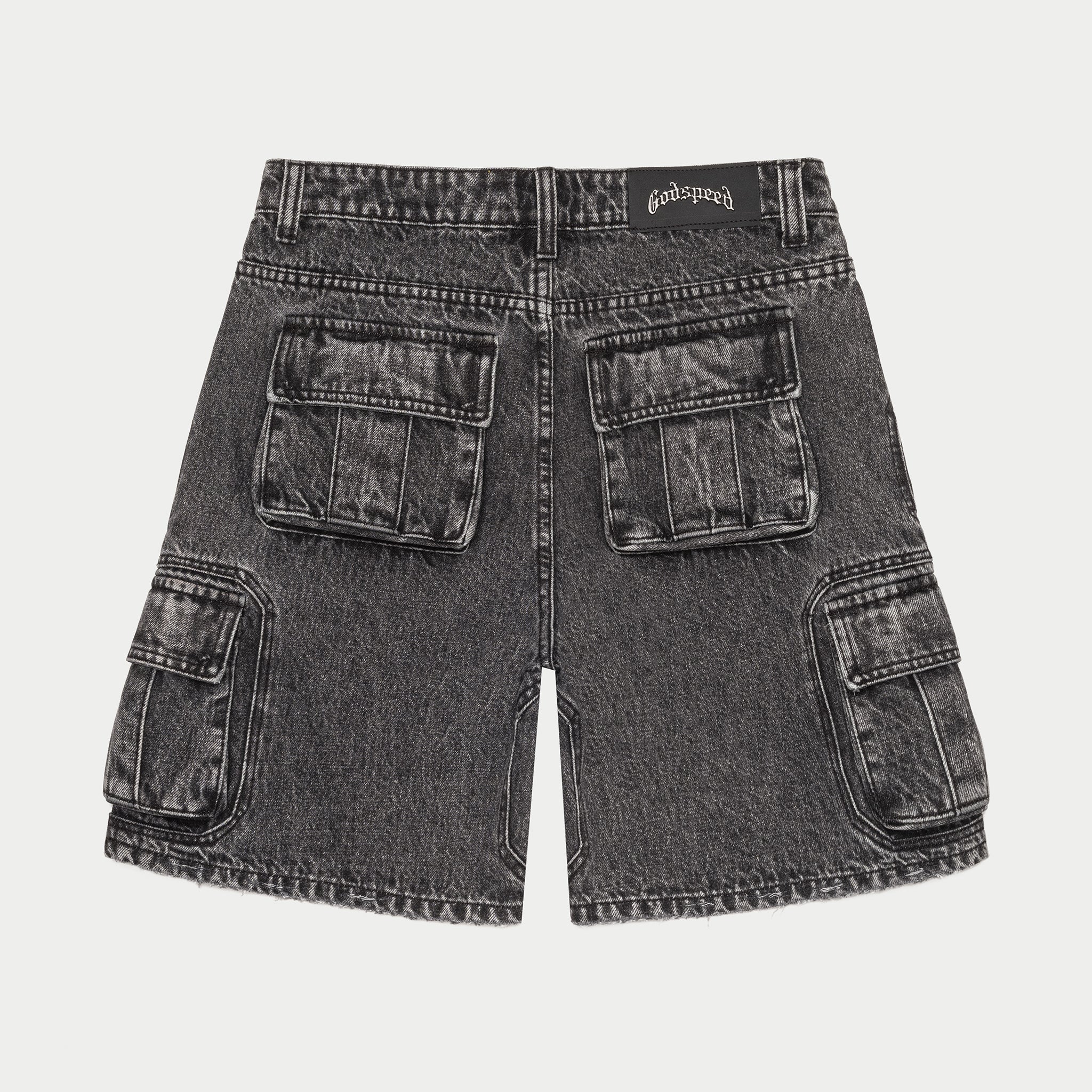 Octagon Cargo Denim Shorts (Grey Wash)