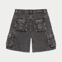 Octagon Cargo Denim Shorts (Grey Wash)
