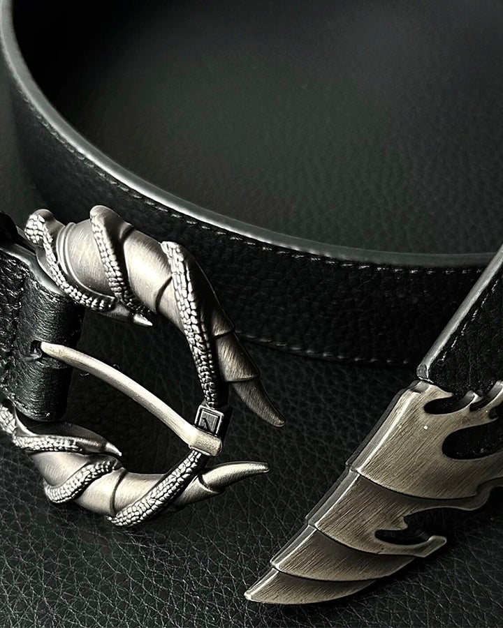 Vintage Wave Design PU Belt with Alloy Buckle