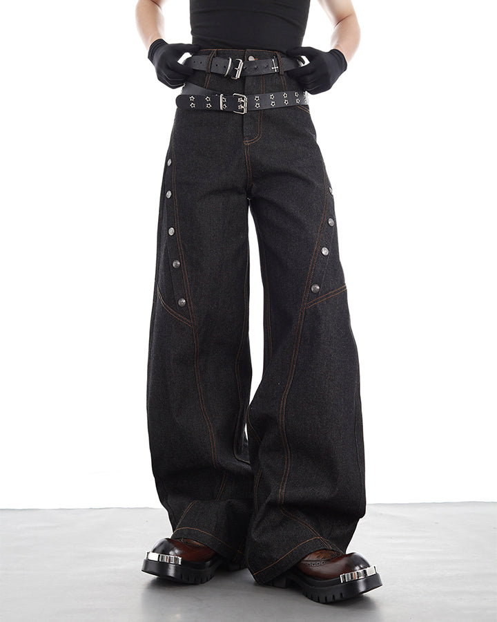 Star Cutout Double-Prong Buckle Belt