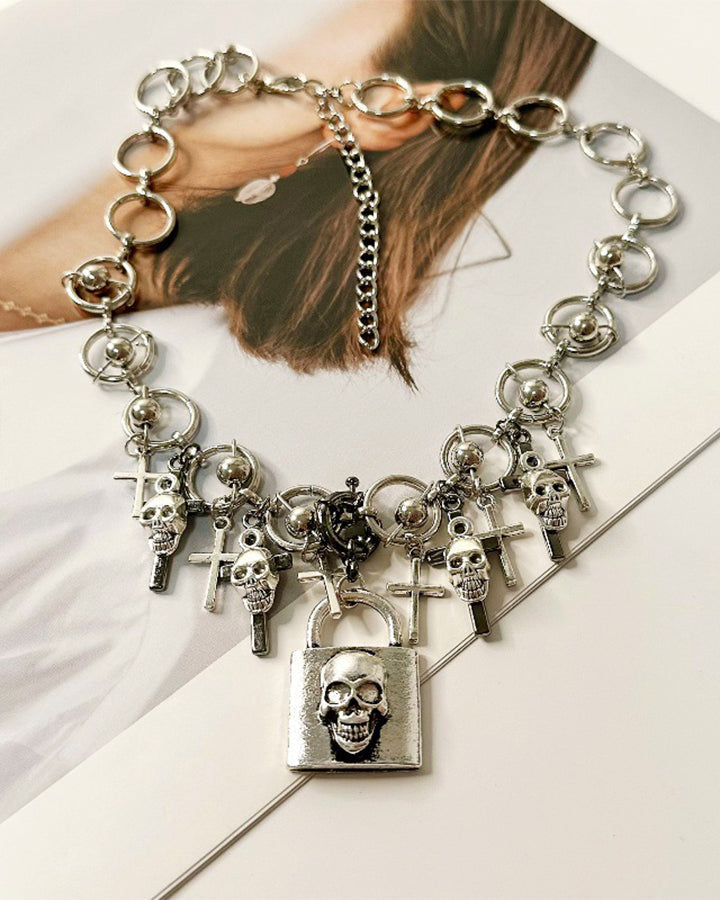 Gothic Skull Charm Alloy Necklace