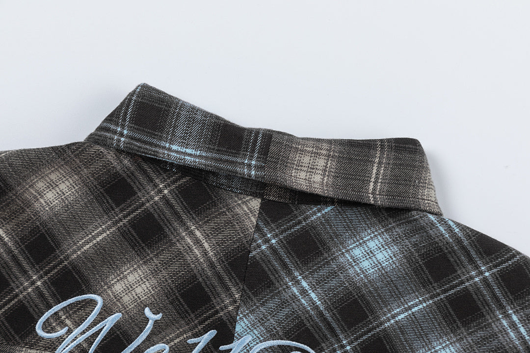Street Ace WE11DONE Split Color Plaid Long‑Sleeve Shirt
