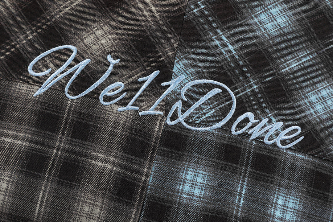 Street Ace WE11DONE Split Color Plaid Long‑Sleeve Shirt