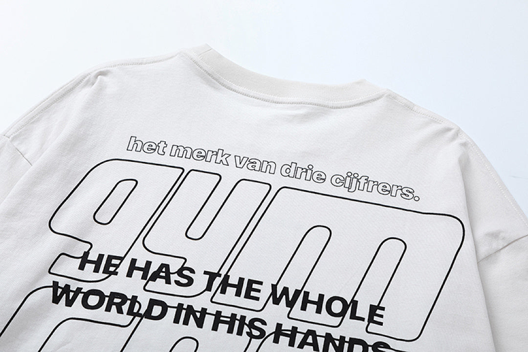 RRR123 Hand Graphic Cropped Oversized Long‑Sleeve Tee