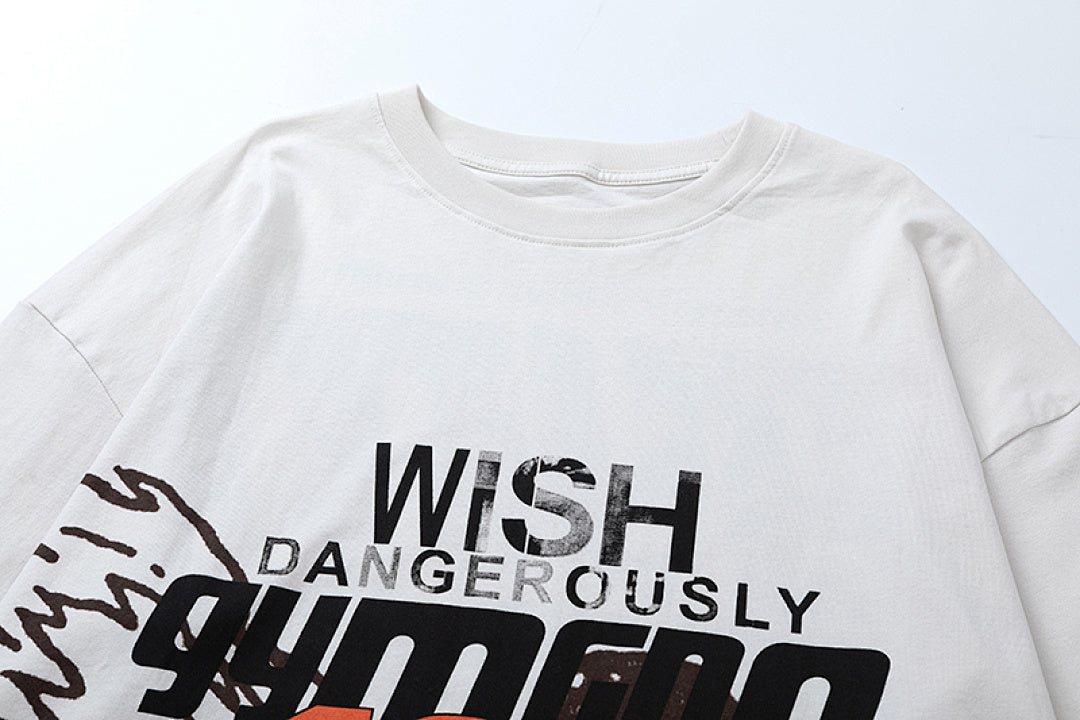 RRR123 Wish Dangerously Comic Cropped Long‑Sleeve Tee
